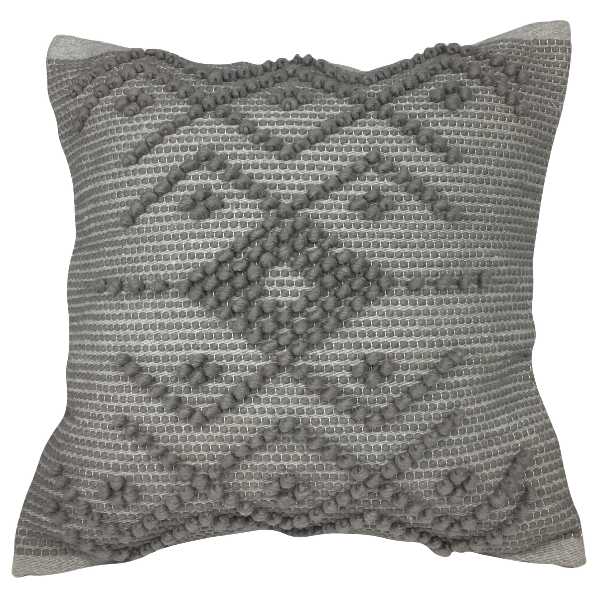 Housse de coussin boule en lin, gris à losanges
