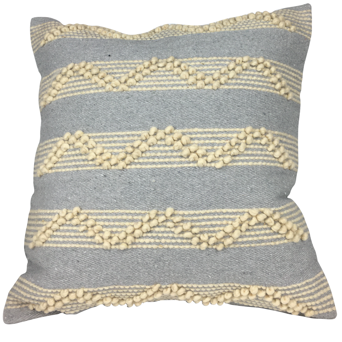 Housse de coussin boule en lin, bleu clair et écru