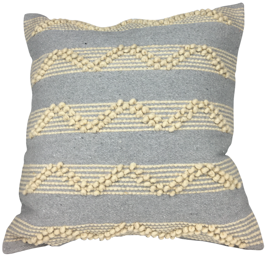 Housse de coussin boule en lin, bleu clair et écru