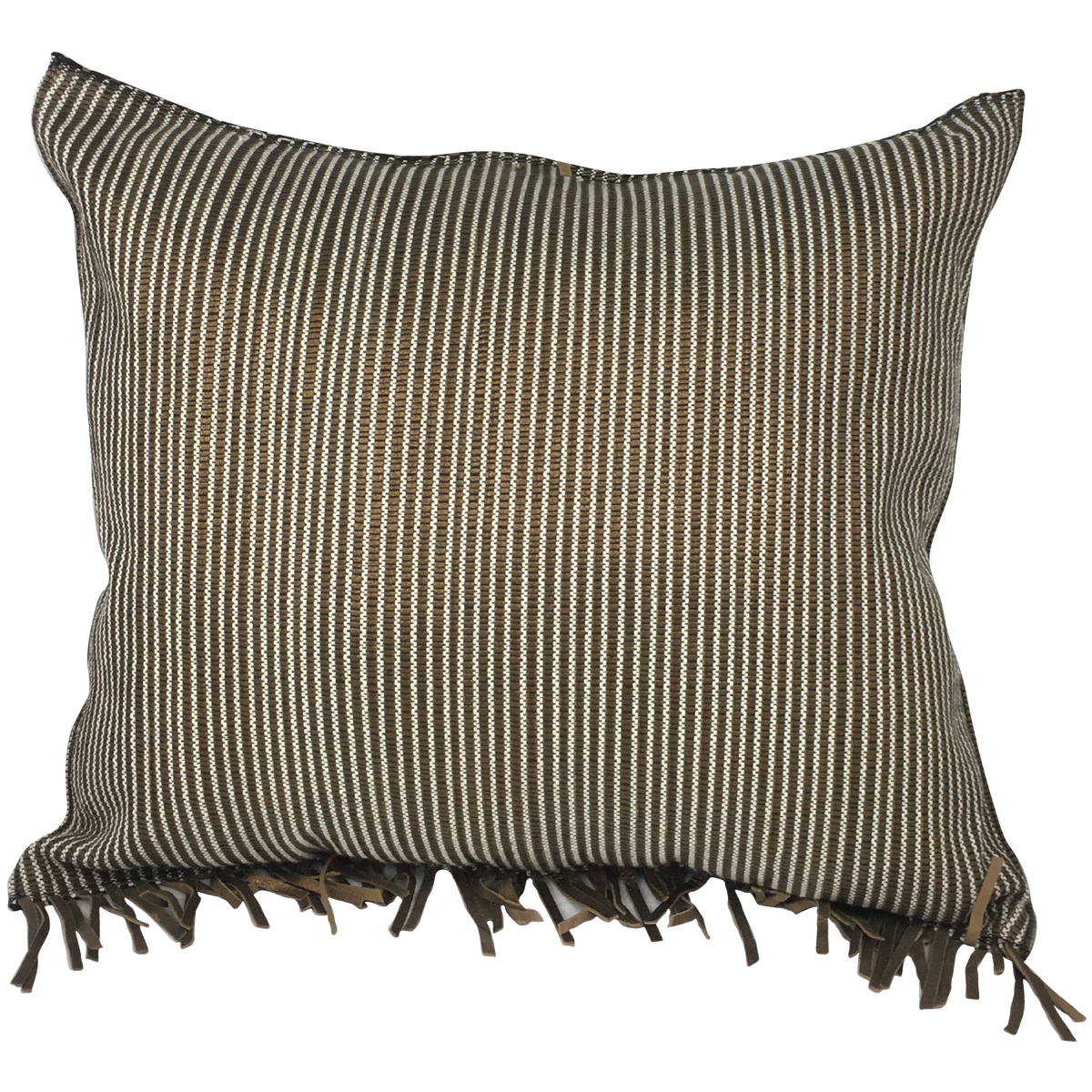 Housse de coussin en cuir, fines rayures marron
