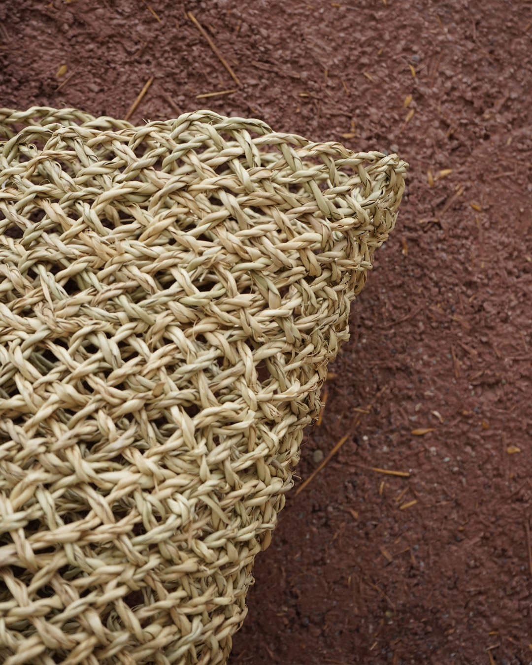 Sac panier en osier tressé et cuir, vue 5