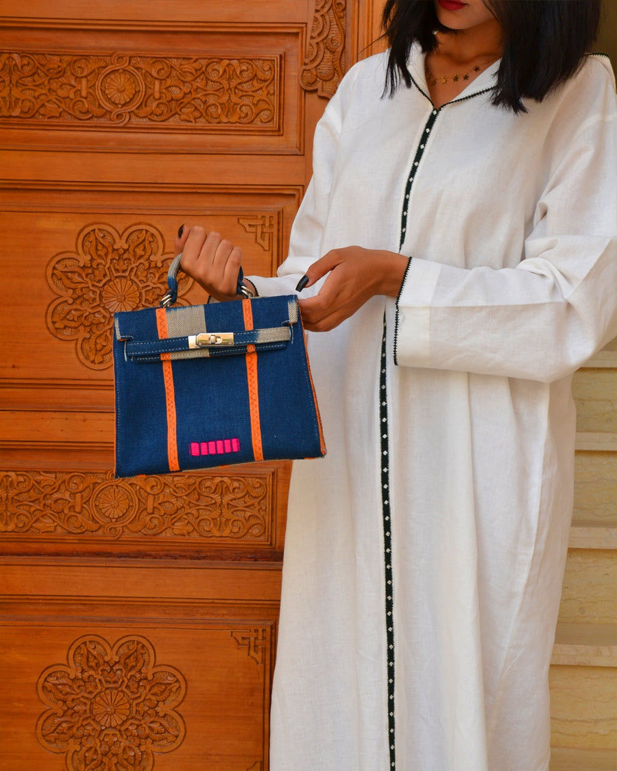 Sac à main d'été en coton, bleu marine