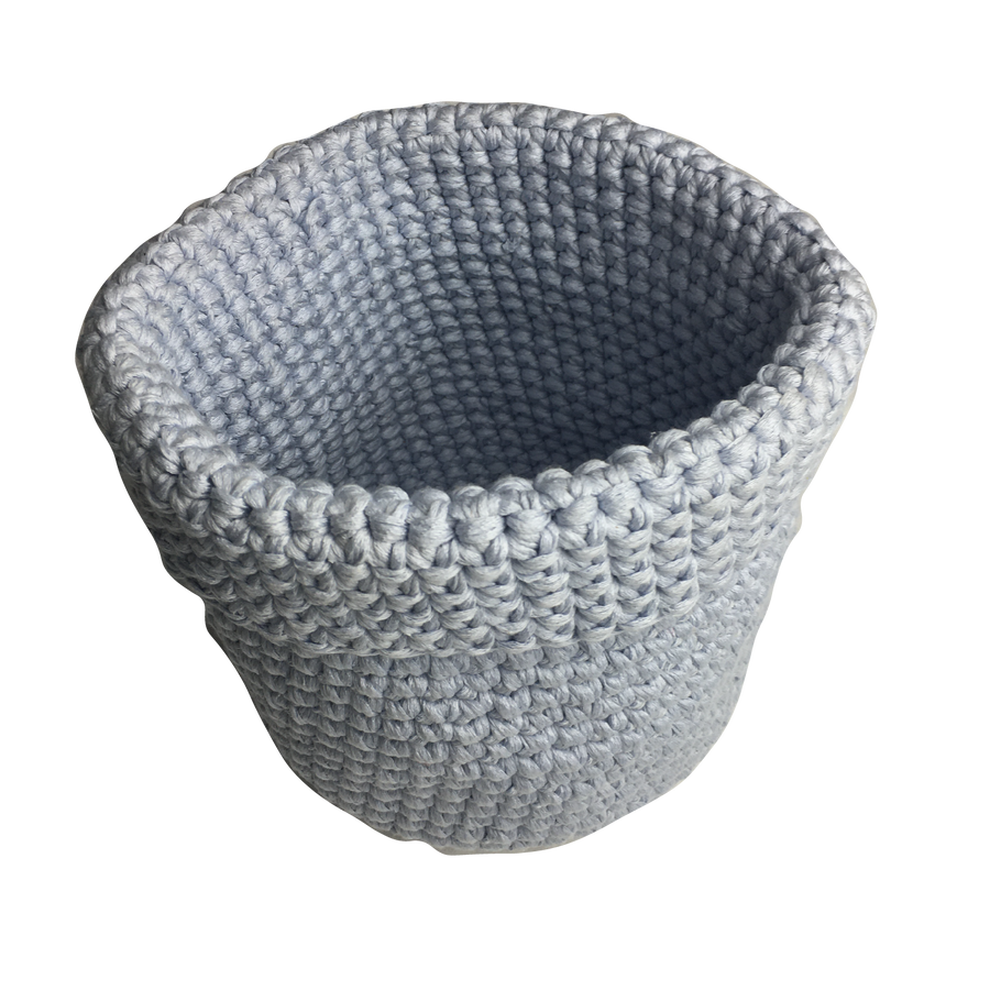 Vide poche en coton au crochet, gris clair