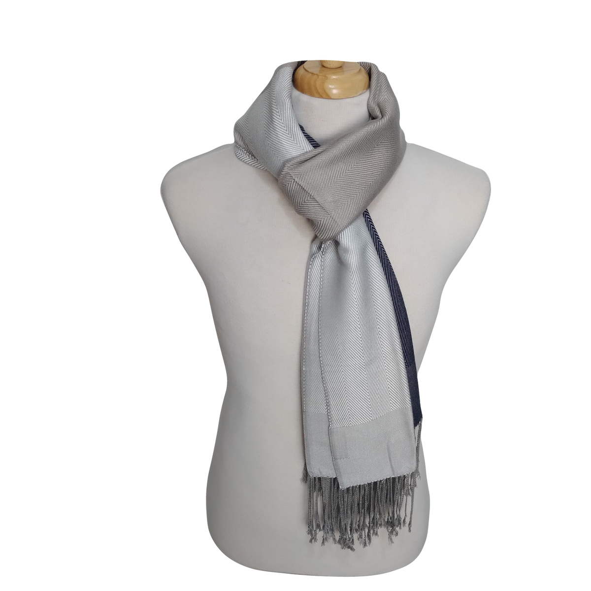 Écharpe en coton et cachemire, gris perle
