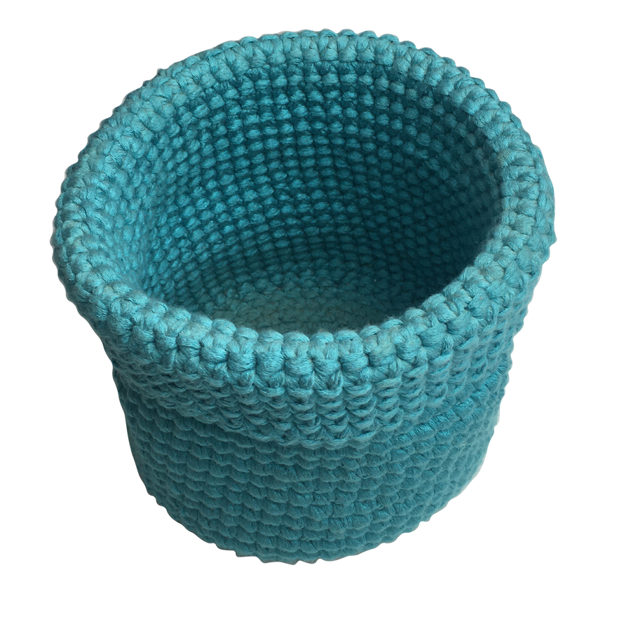 Vide poche en coton au crochet, turquoise