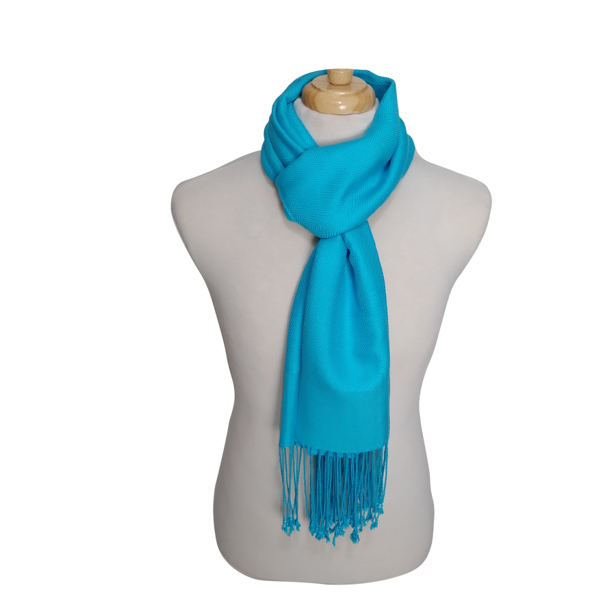 Écharpe en coton et cachemire, turquoise