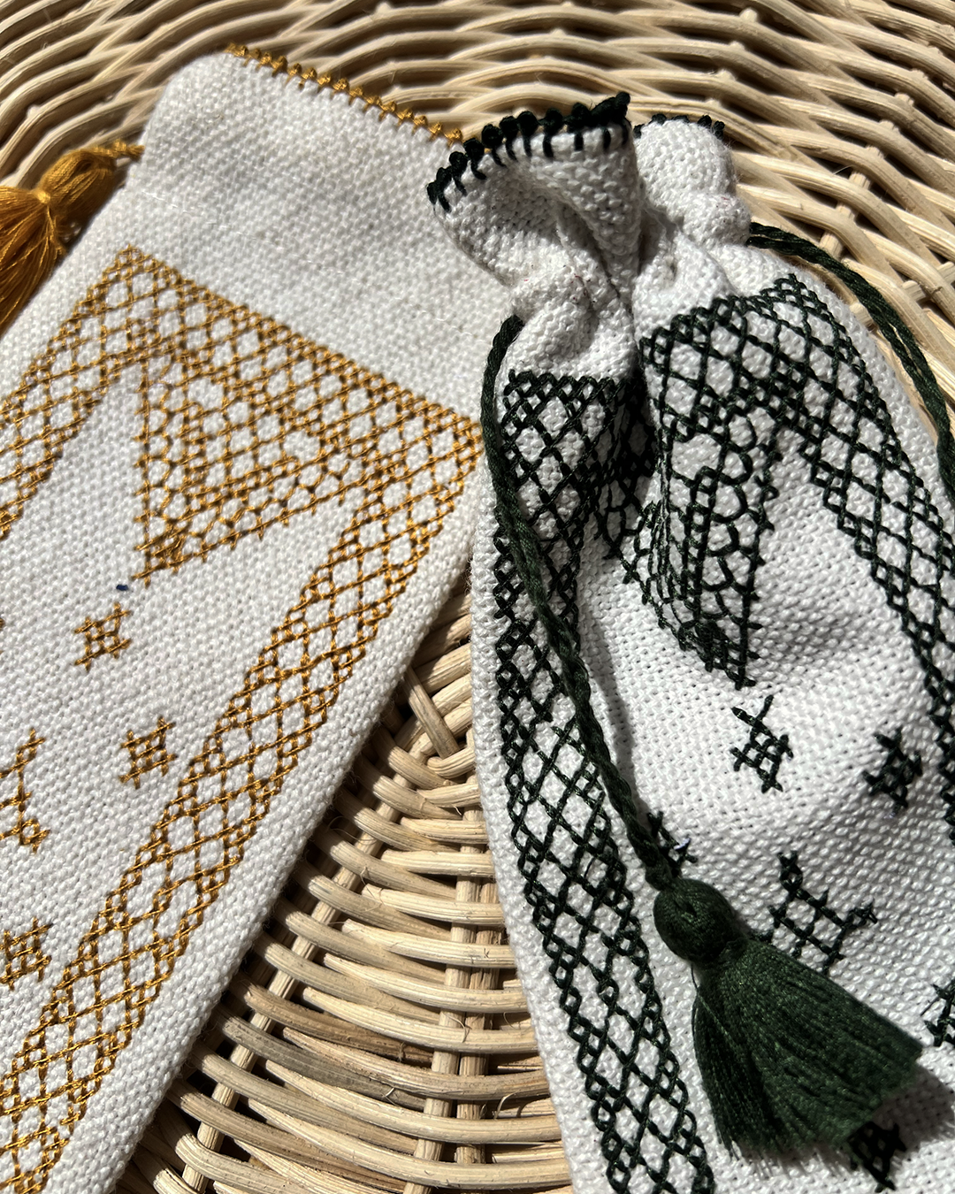 Pochette à lunettes brodée en coton, vue 4