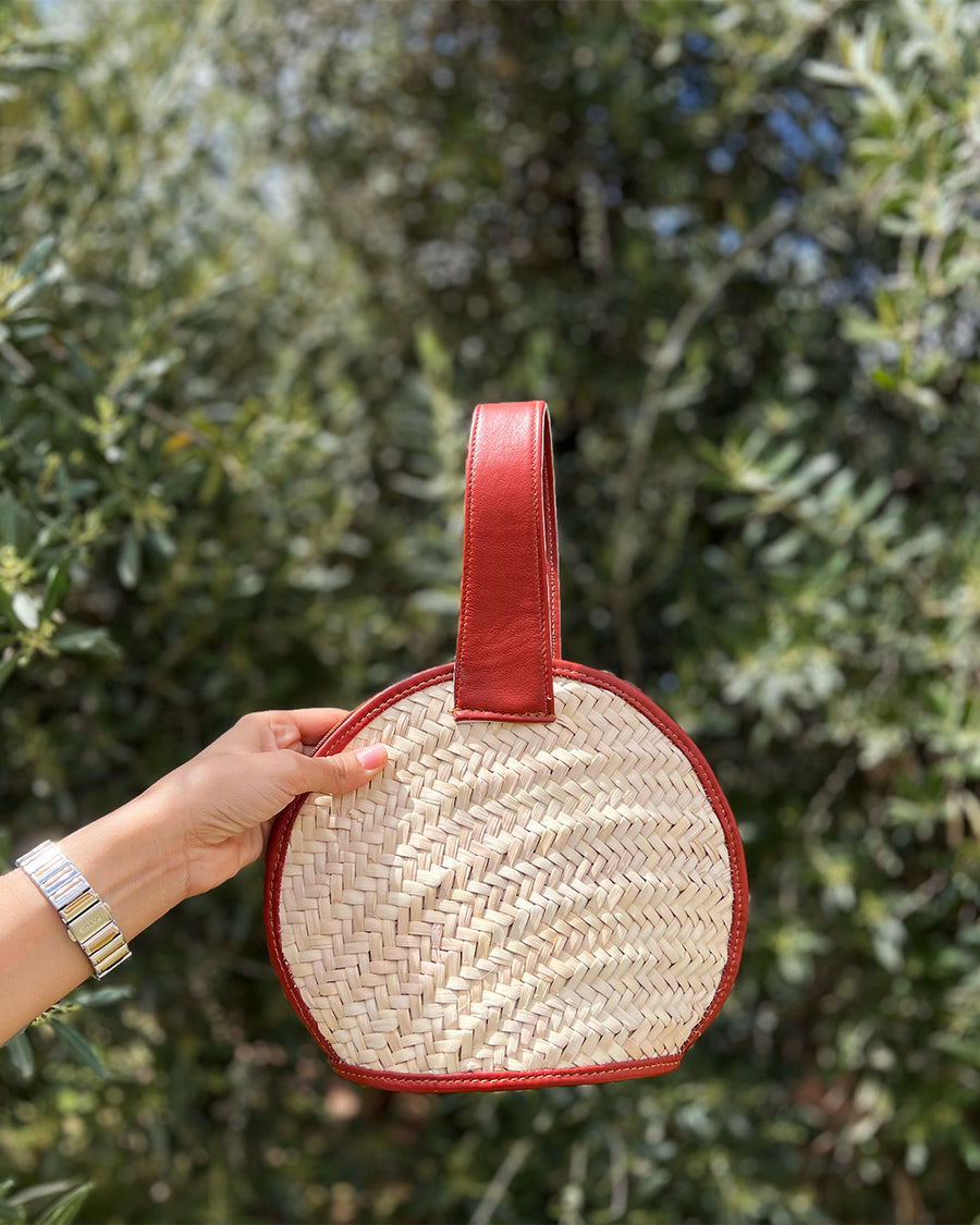 Sac en doum et cuir bordeaux