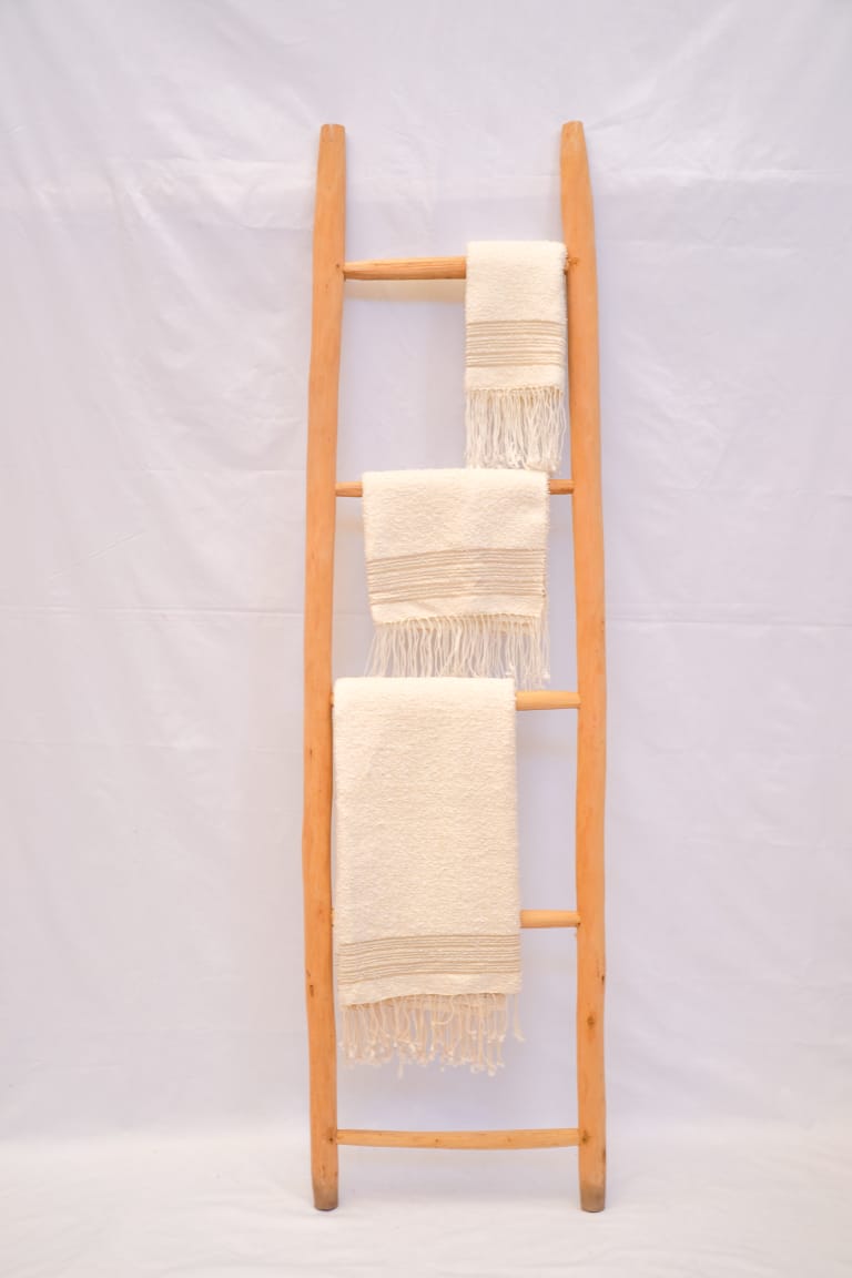 Serviette de bain en coton fait main, écrue, vue 7