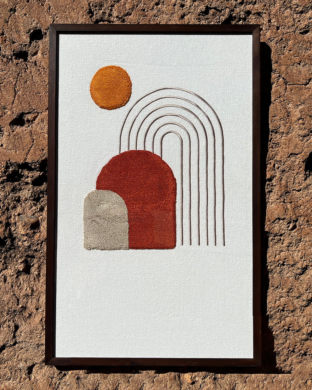 Tableau décoratif textile, arches terracotta
