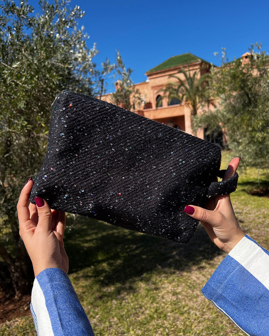 Pochette en tissu de laine, noir