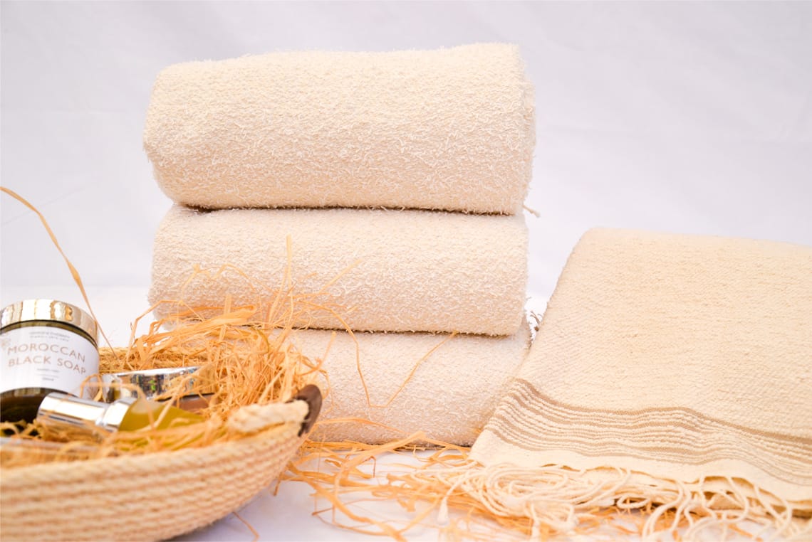 Serviette de bain en coton fait main