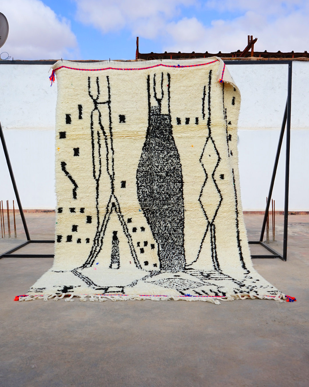 Tapis Azilal berbère motifs géométriques couleurs douces,tapis fait main laine