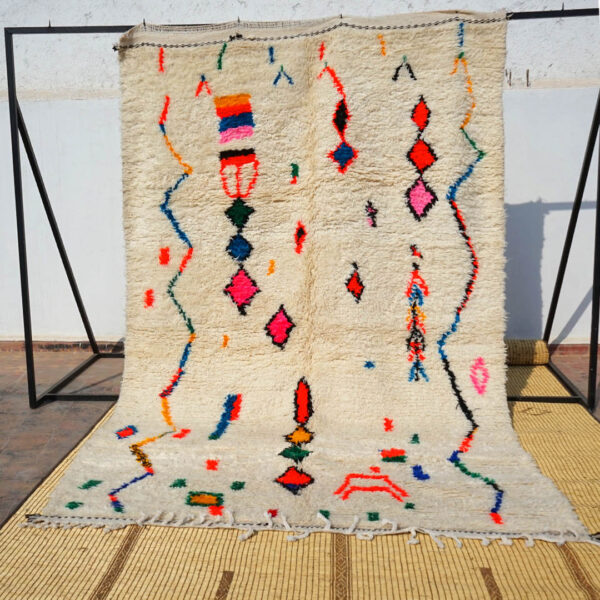Tapis Azilal berbère motifs géométriques couleurs douces,tapis fait main laine