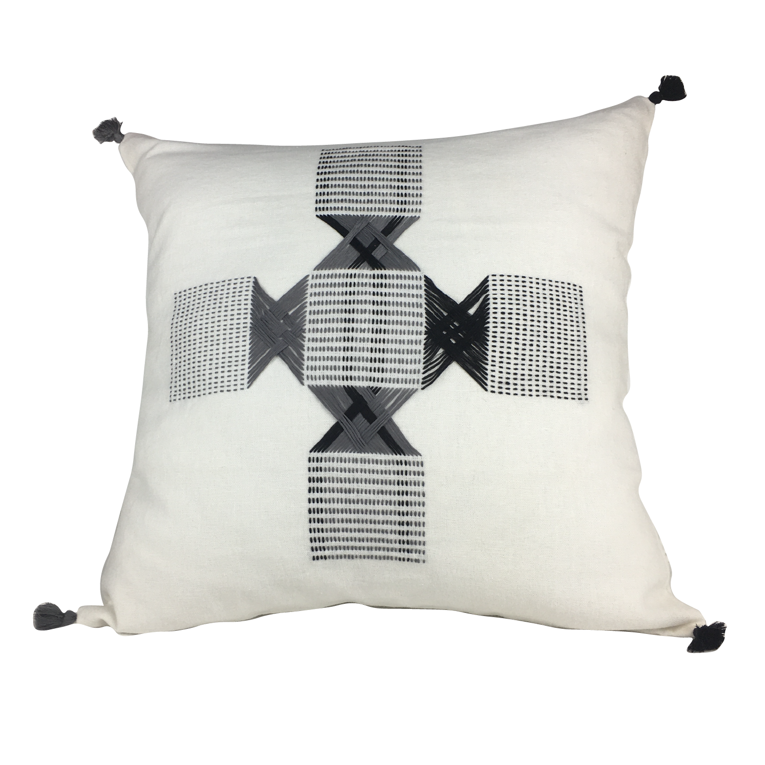Housse de coussin brodé en lin faite à la main