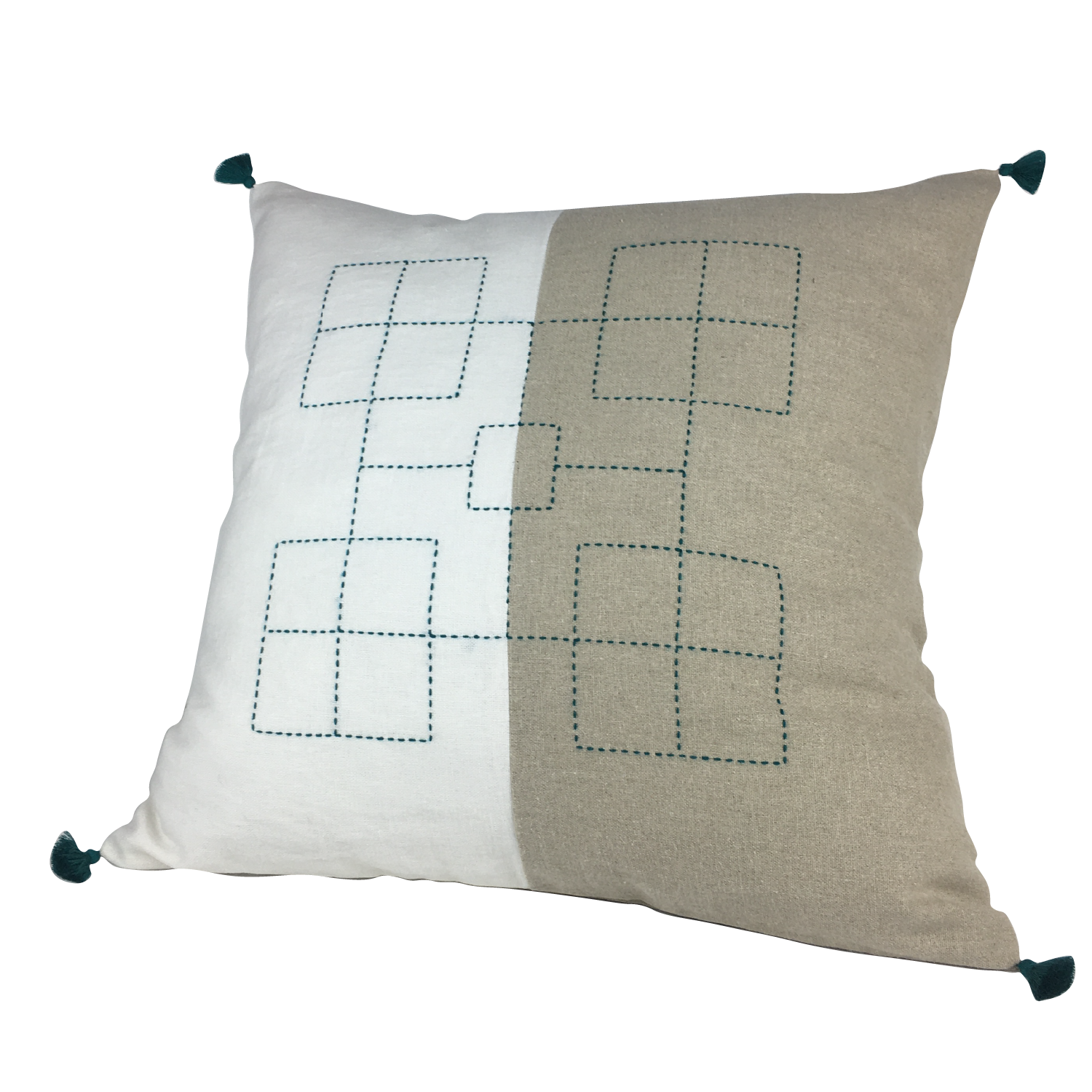 Housse de coussin brodé en lin faite à la main