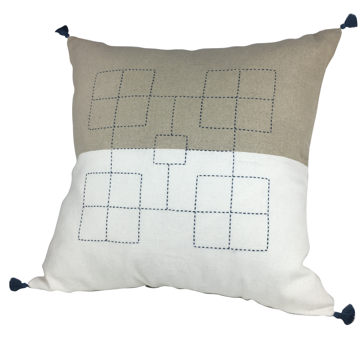 Housse de coussin brodé en lin faite à la main