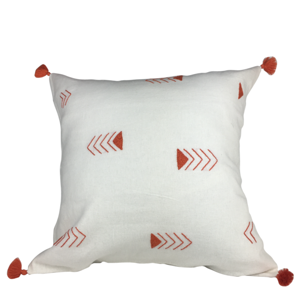 Housse de coussin brodé en lin faite à la main