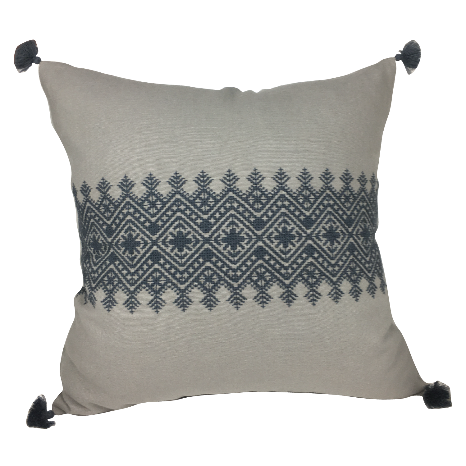 Housse de coussin brodé en lin fait main