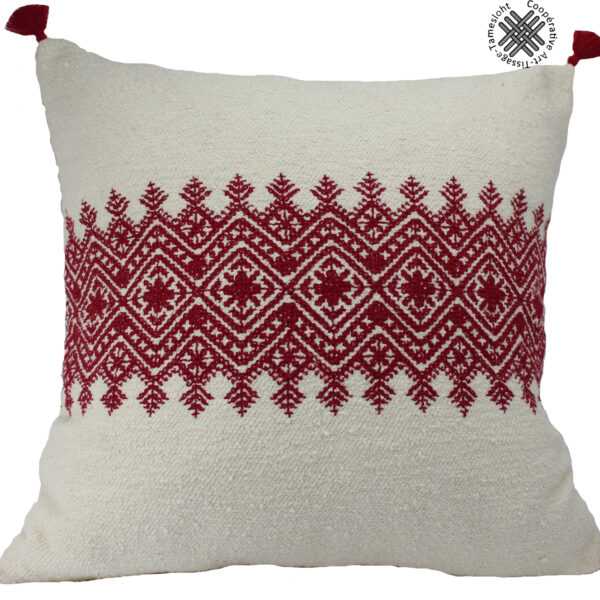 Housse de coussin brodé en lin fait main