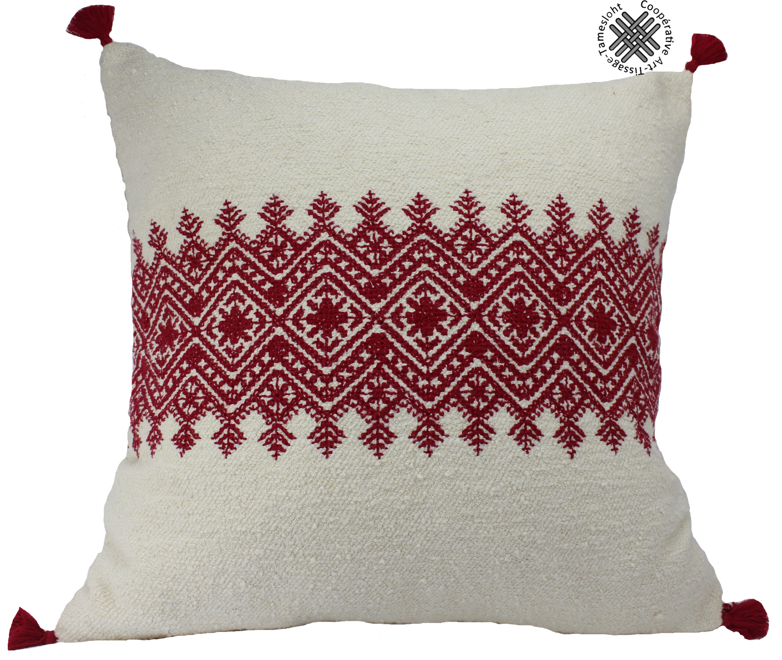 Housse de coussin brodé en lin fait main