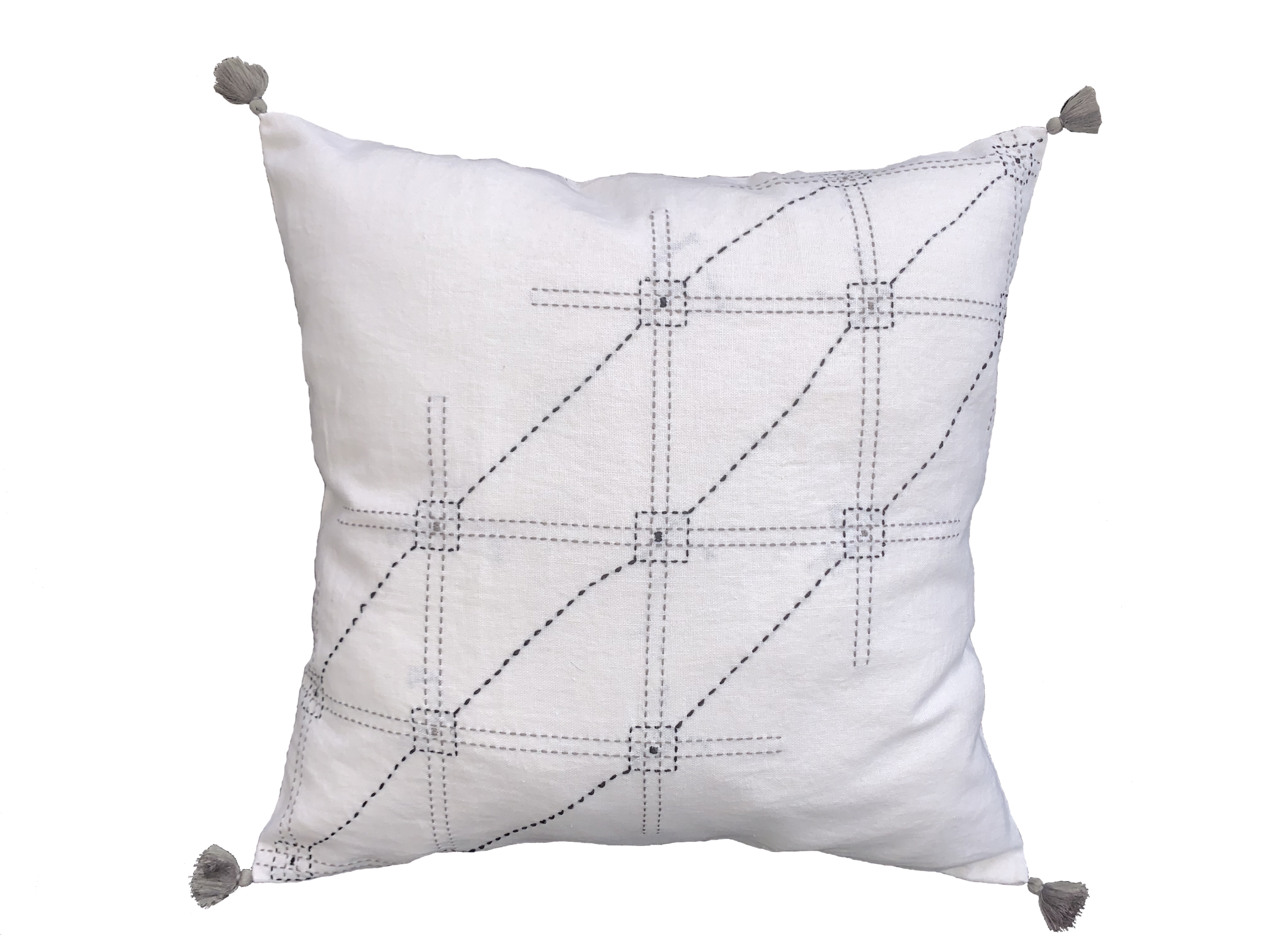 Housse de coussin brodé en lin faite à la main