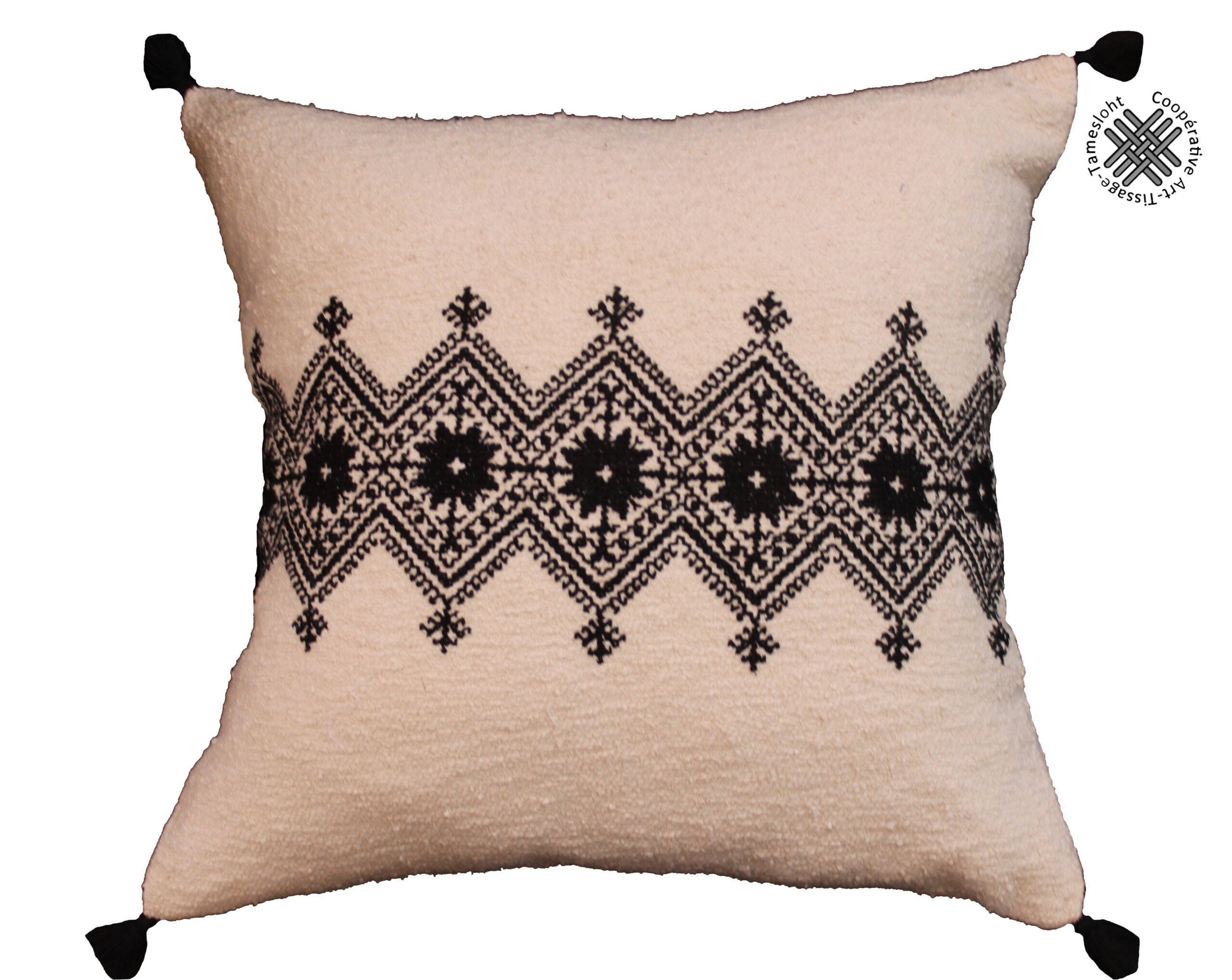 Housse de coussin brodé en lin fait main