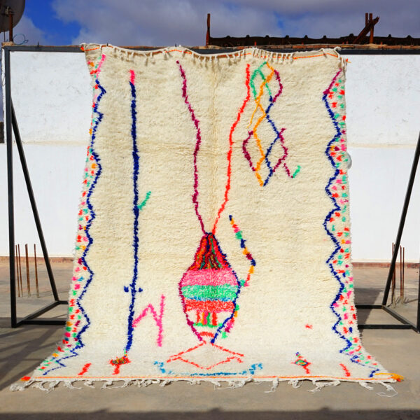Tapis Azilal berbère motifs géométriques couleurs douces,tapis fait main laine