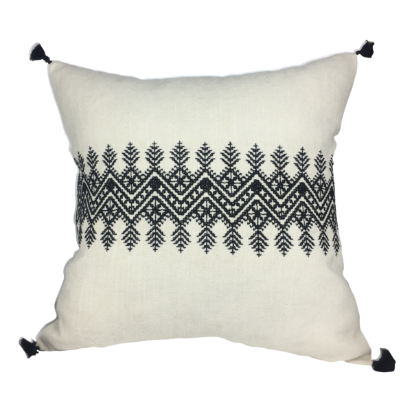 Housse de coussin brodé en lin fait main