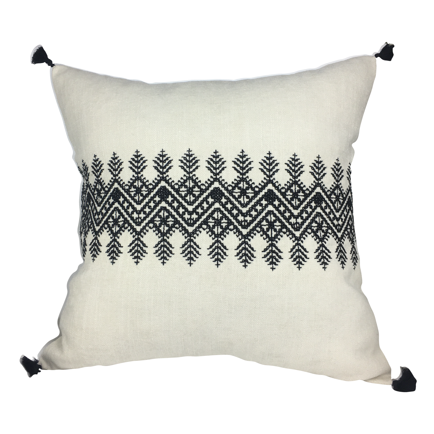 Housse de coussin brodé en lin fait main