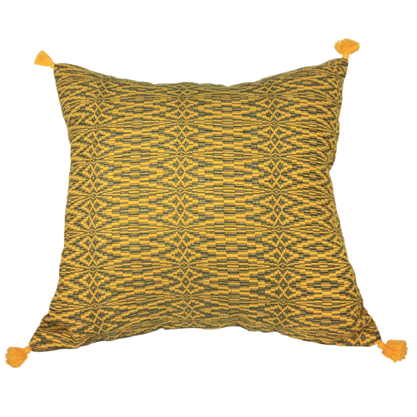 Coussin en lin tissé et brodé fait main