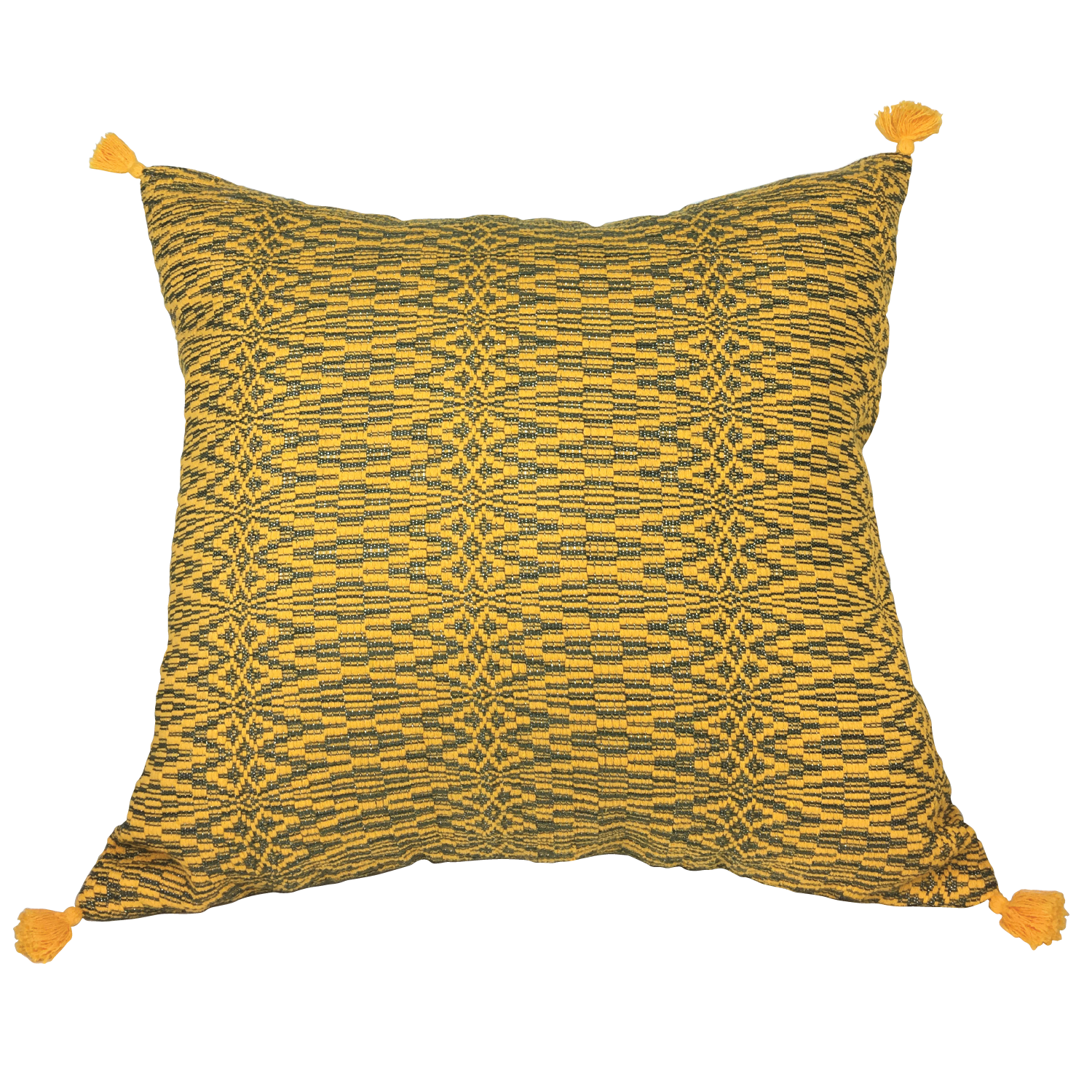 Coussin en lin tissé et brodé fait main