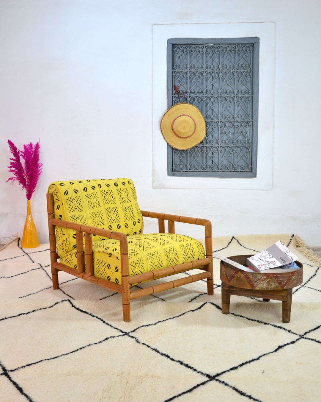 Fauteuil De Coton Naturel En Tissu Africain