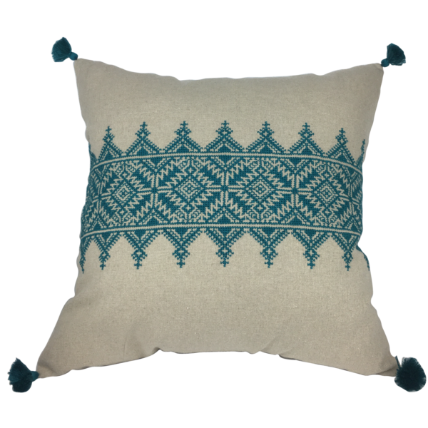Housse de coussin brodé en lin fait main
