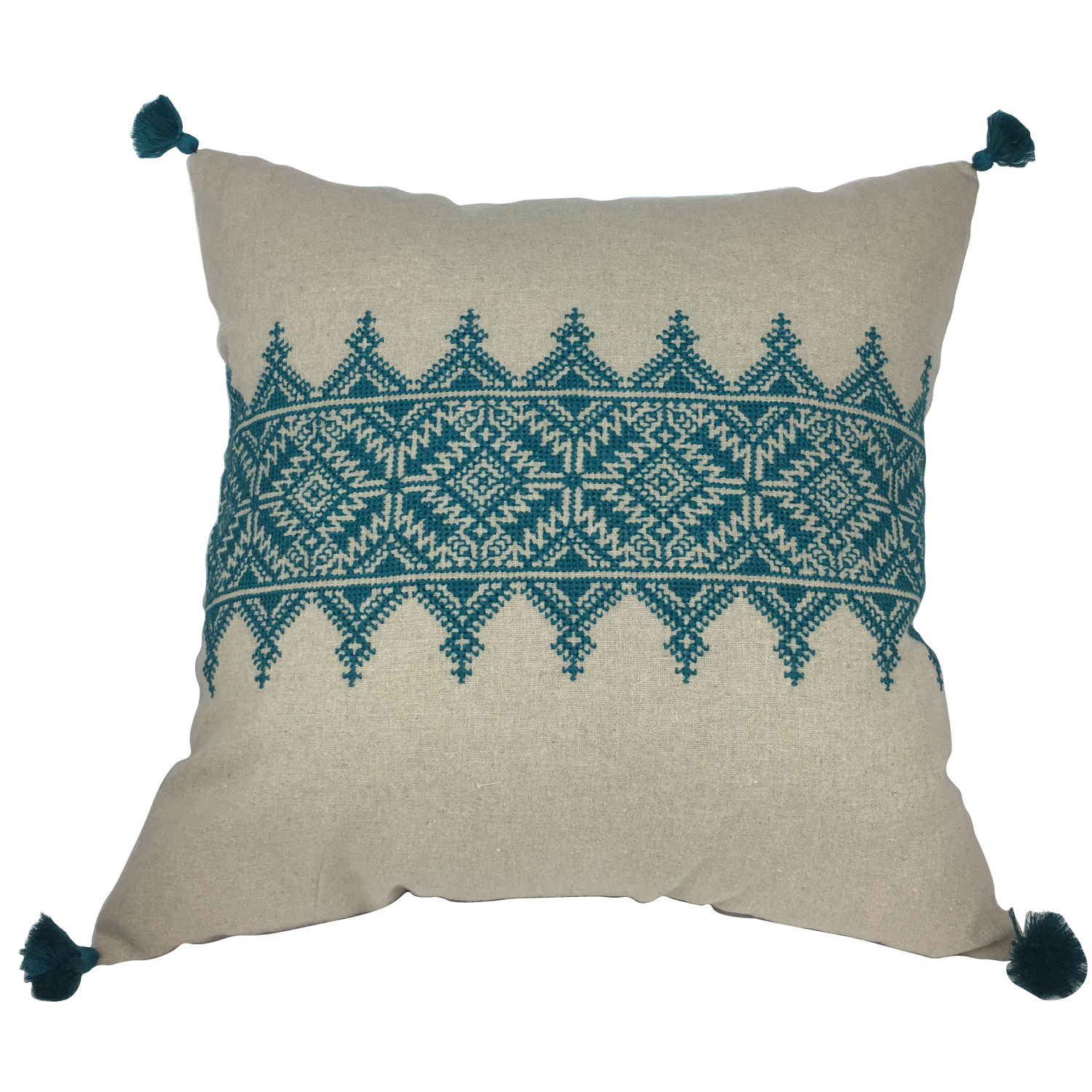 Housse de coussin brodé en lin fait main
