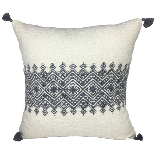 Housse de coussin brodé en lin fait main