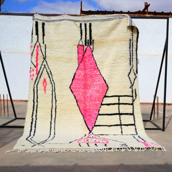 Tapis Azilal berbère motifs géométriques couleurs douces,tapis fait main laine