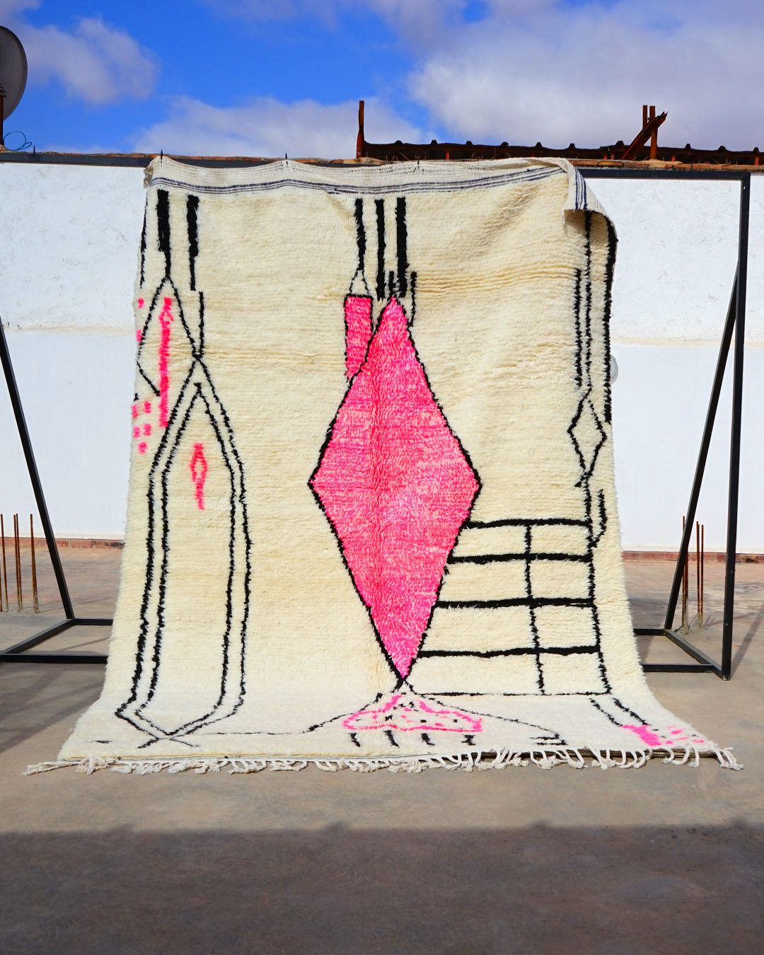 Tapis Azilal berbère motifs géométriques couleurs douces,tapis fait main laine