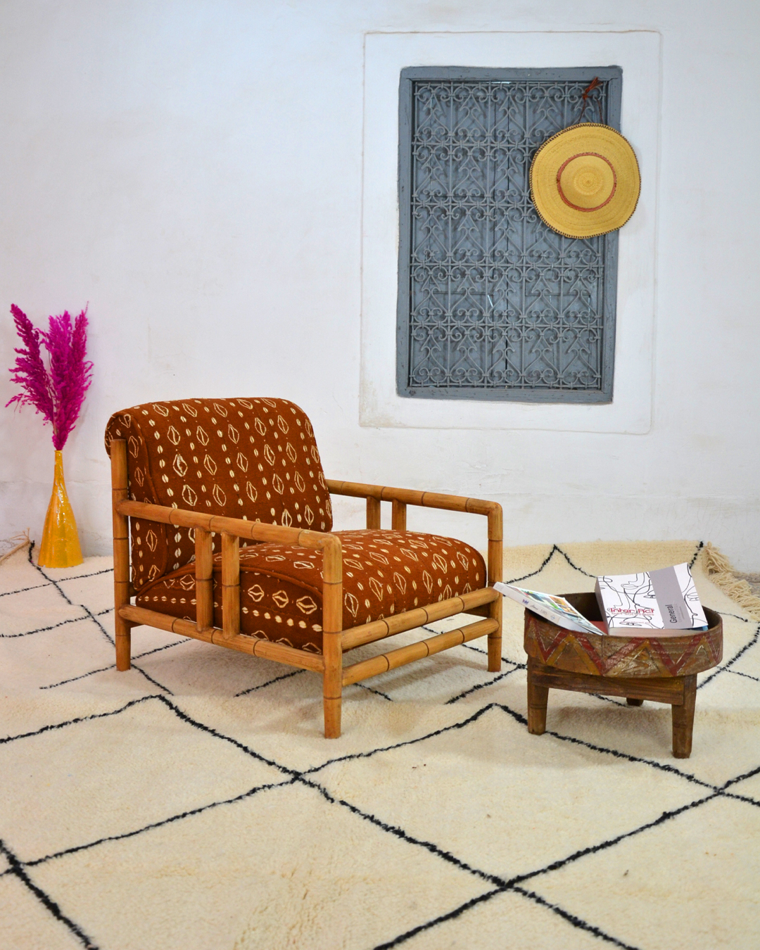 Second image of Fauteuil De Coton Naturel En Tissu Africain