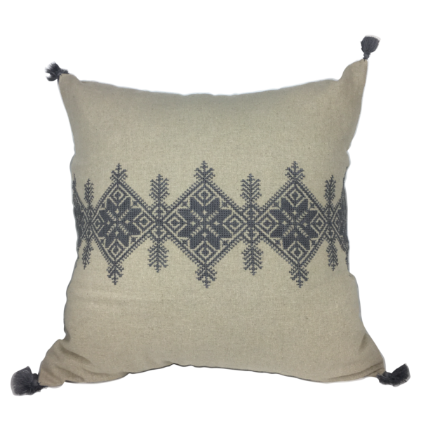 Housse de coussin brodé en lin fait main