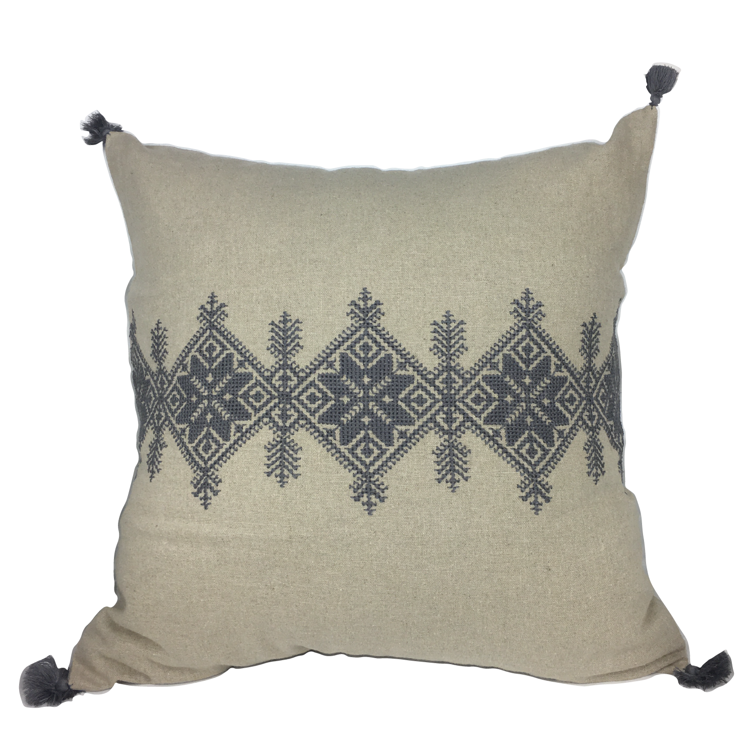Housse de coussin brodé en lin fait main