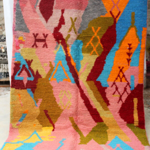 Tapis azilal fait main, tapis de laine multicolore, marocain traditionnel, Tapis chics