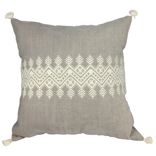 Housse de coussin brodé en lin fait main