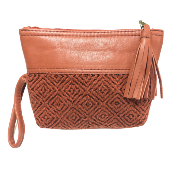 Pochette en laine et cuir