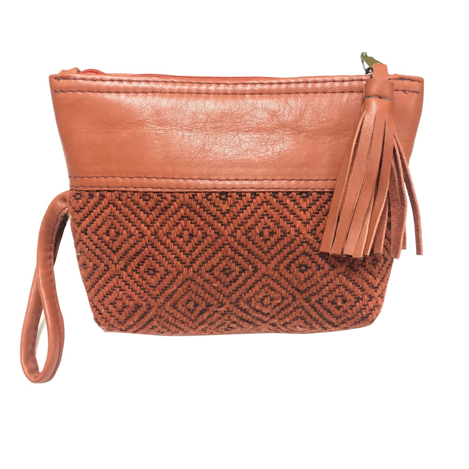 Pochette en laine et cuir