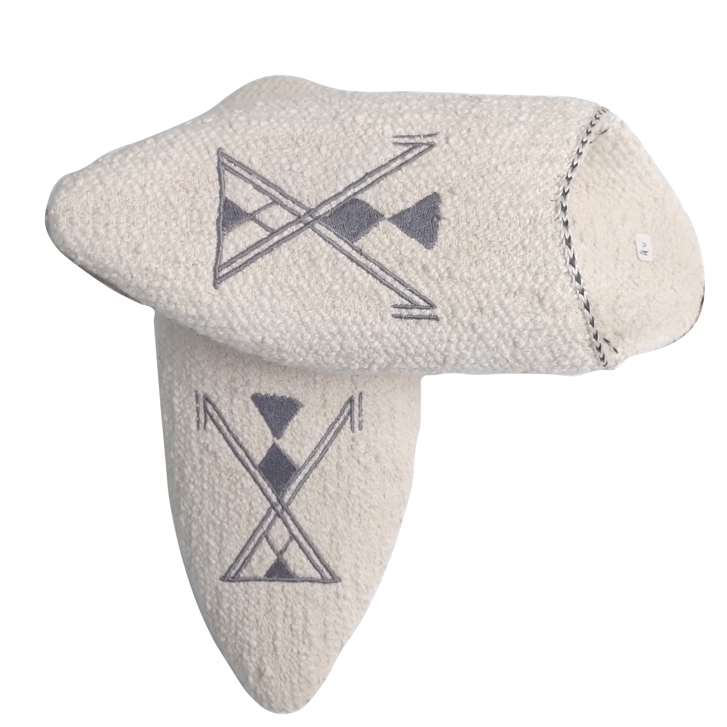 Babouche Marocaine en coton bouclette et cuir faite à main