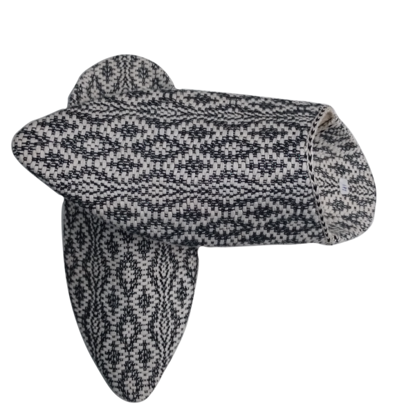 Babouche Marocaine en coton bouclette et cuir faite à main