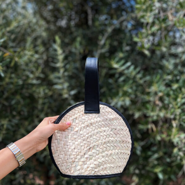 Sac en doum & cuir noire pour femmes