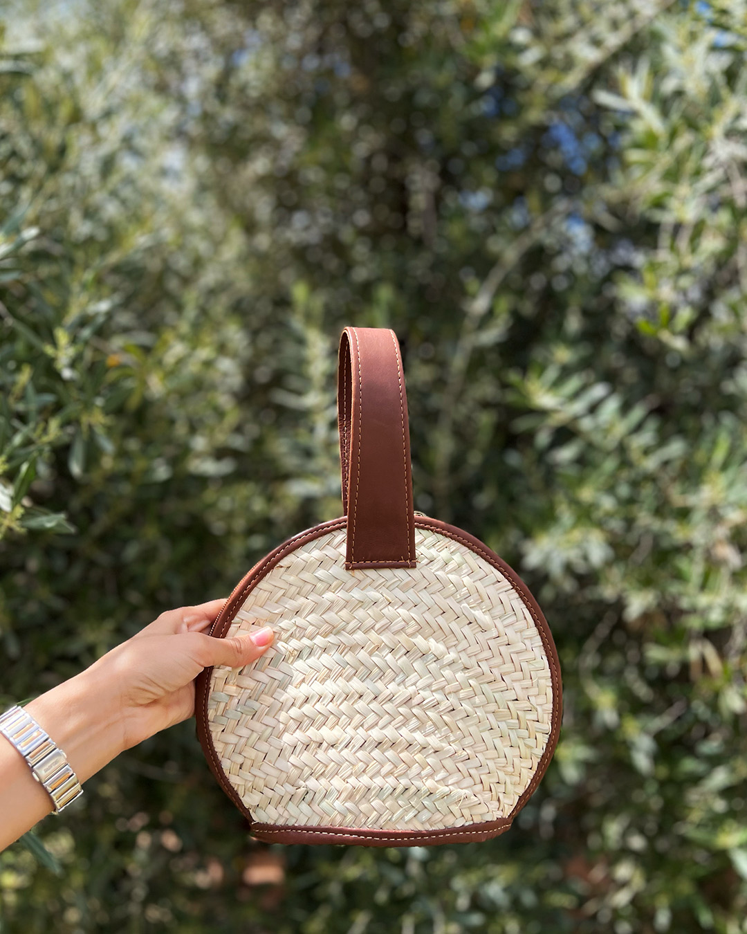 Sac en doum & cuir marron pour femmes