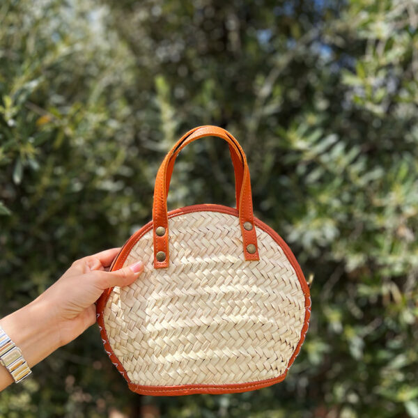 Sac en doum & cuir orange pour femmes